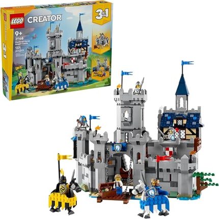 LEGO Creator 3 in 1 Medieval Horse Knight Castle Toy for Kids - Building Blocks & Learning Toy for Boys & Girls Ages 9+ - 3 Storytelling Building Sets in 1 - Gift for Birthdays - 31168