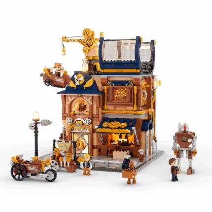 Steampunk Memory Magic Shop Lighting Building-Bricks Set, 2056 Pcs Modular Building from Chrono Custodians Collection Display Set for Adults and Steampunk Lovers